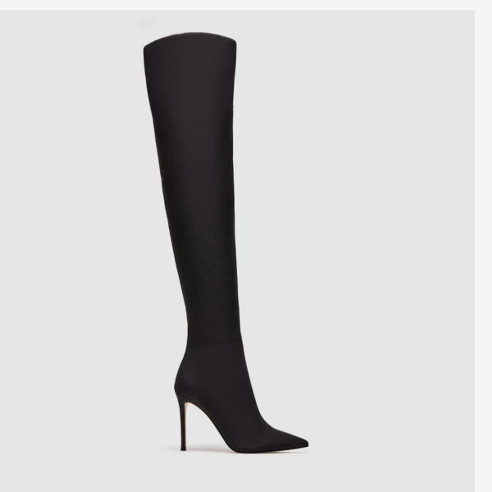 ZARA - knee high black sock heel boots size 7
